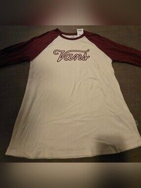 Vans Two-Tone Raglan Tee - White & Maroon
